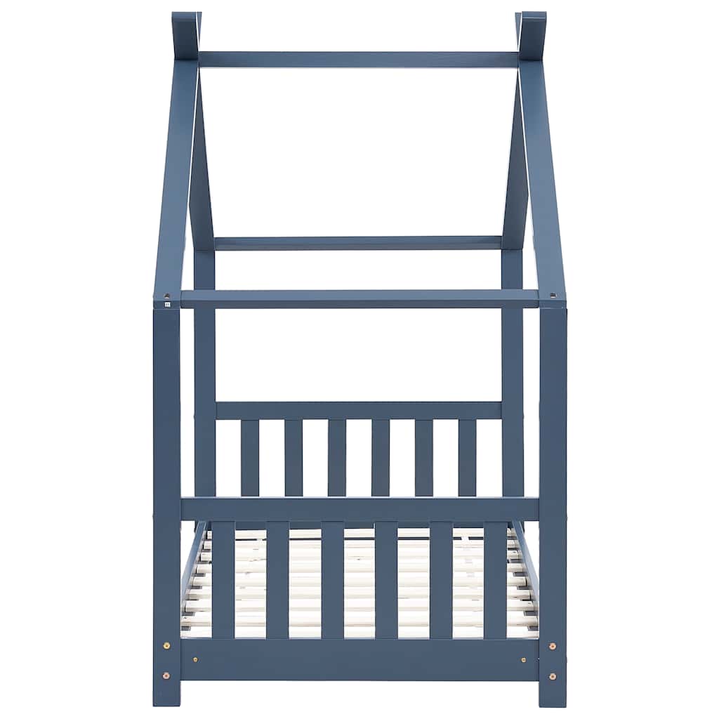 Grey Solid Pine Wood Kids Bed Frame - 80x160 cm Sturdy & Stylish