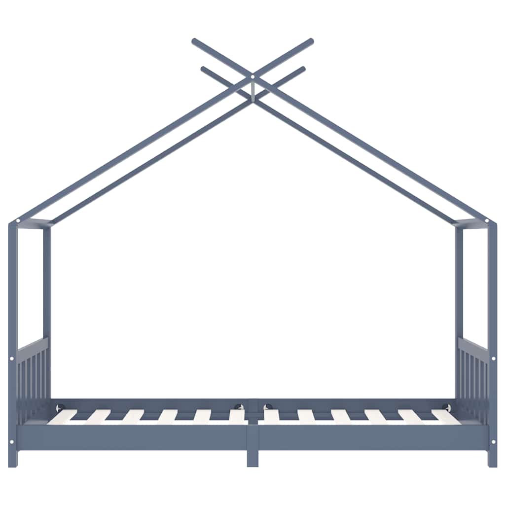 Solid Pine Kids Bed Frame - Grey, 90x200 cm