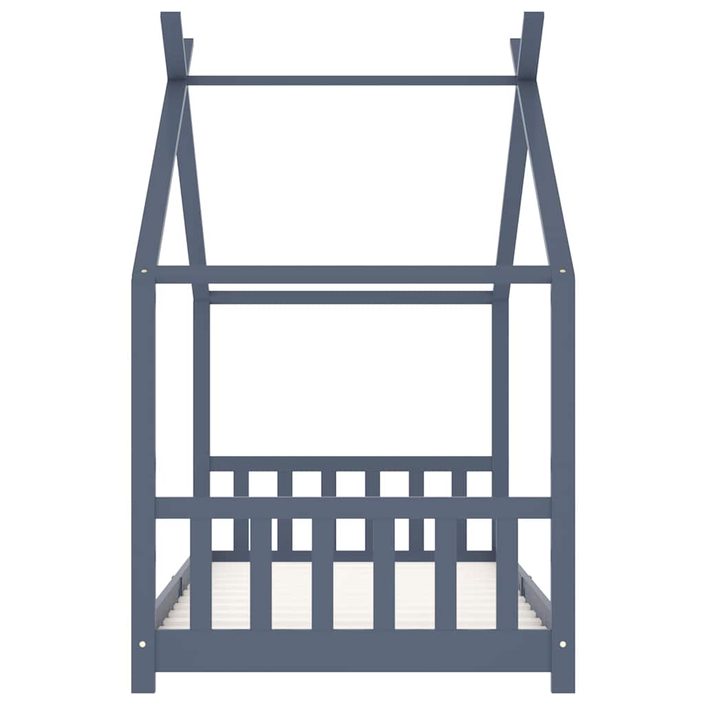 Solid Pine Kids Bed Frame - Grey, 90x200 cm