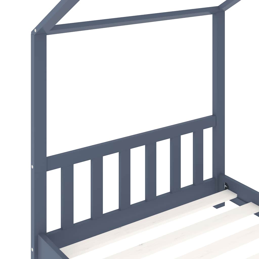 Solid Pine Kids Bed Frame - Grey, 90x200 cm