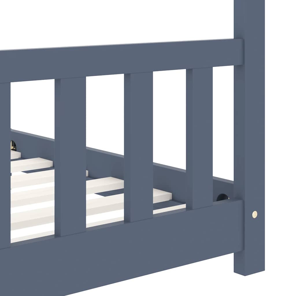 Solid Pine Kids Bed Frame - Grey, 90x200 cm