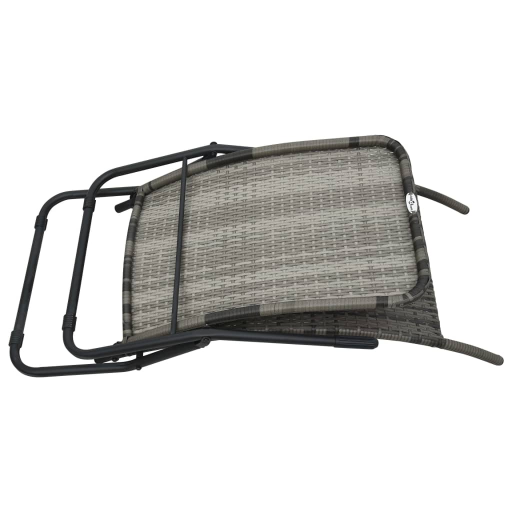 Grey Poly Rattan Folding Sun Lounger - Stylish & Durable Outdoor Seat
