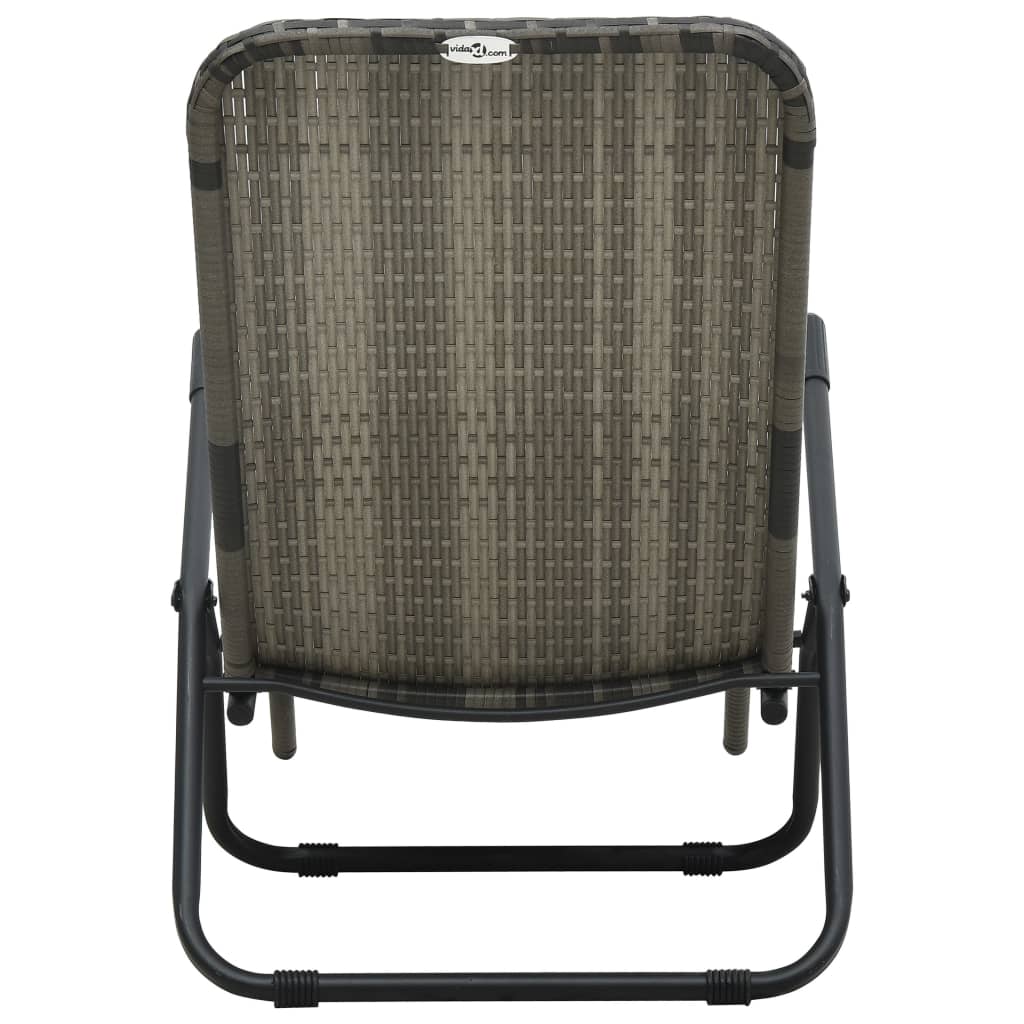 Grey Poly Rattan Folding Sun Lounger - Stylish & Durable Outdoor Seat