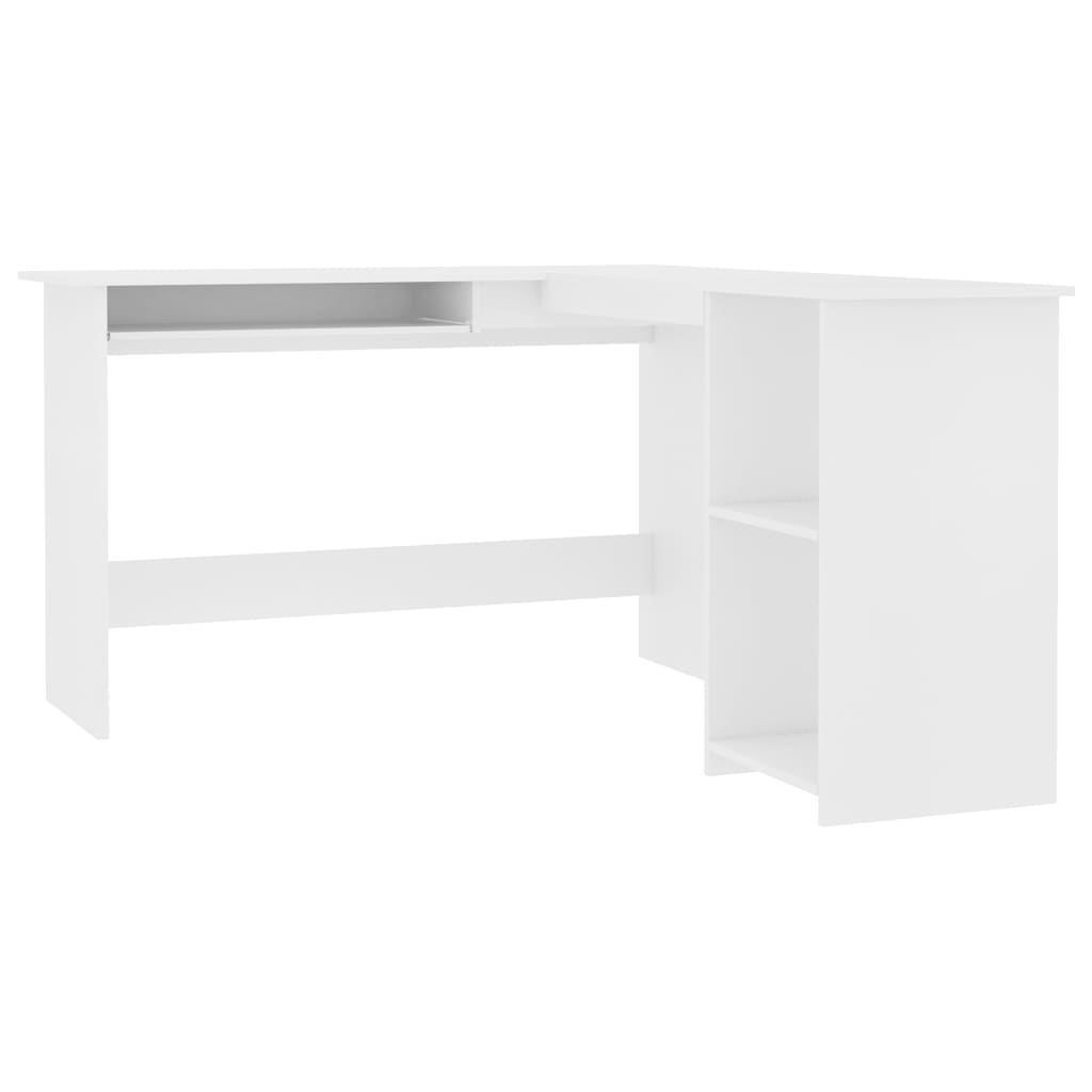 White L-Shaped Corner Desk, Engineered Wood, 120x140x75 cm