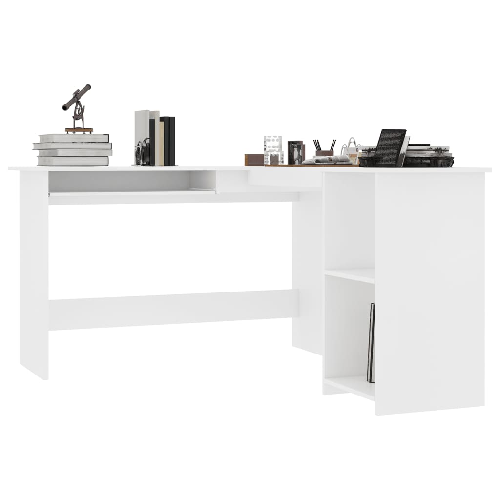 White L-Shaped Corner Desk, Engineered Wood, 120x140x75 cm