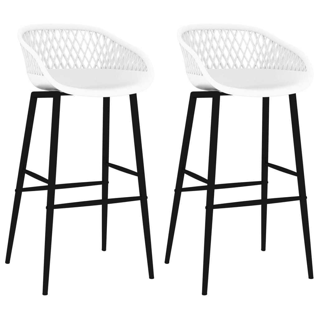 Elegant White Bar Chairs, Set of 2 - Modern Comfort & Style