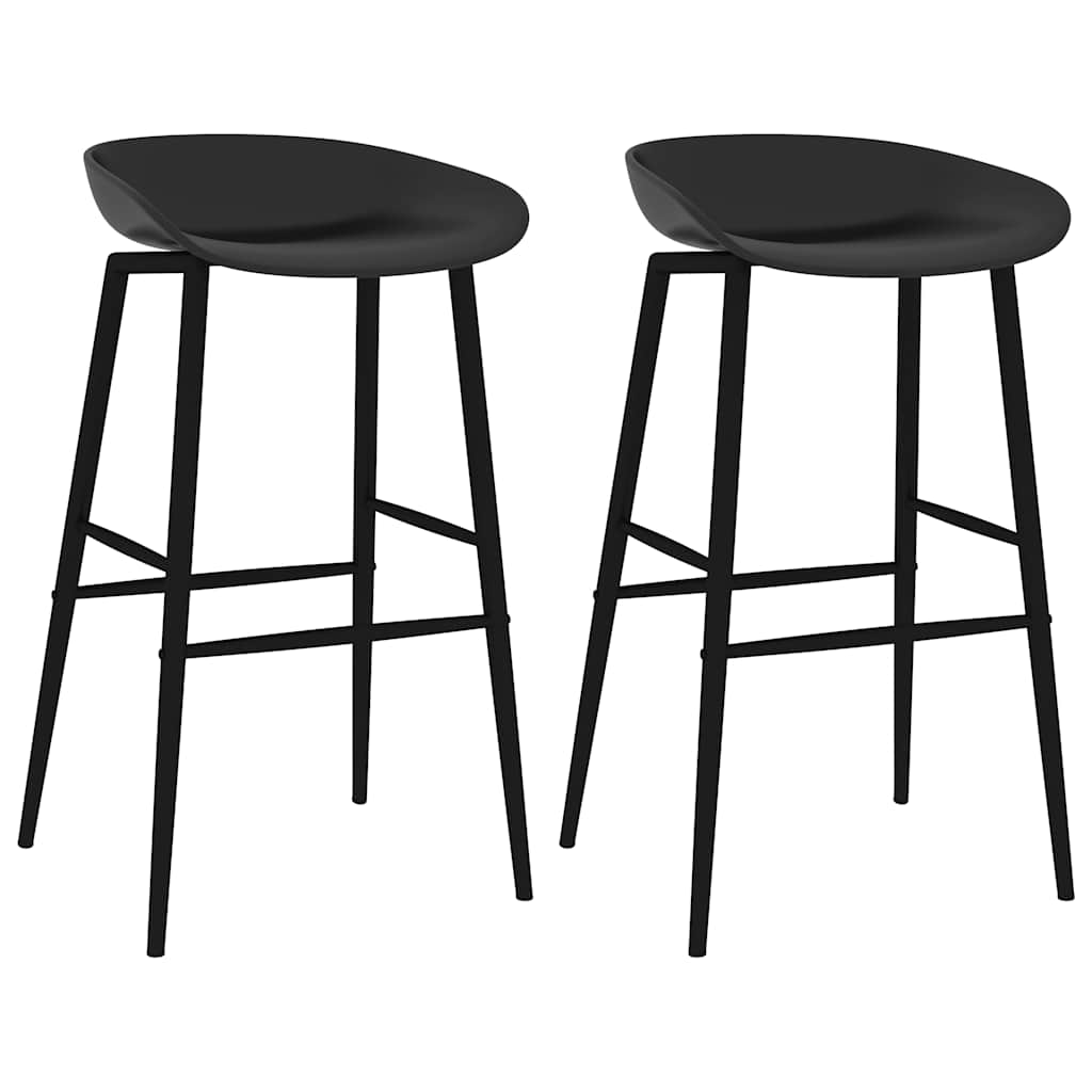 Sleek Black Bar Chairs Set of 2 - Modern & Stylish Seating