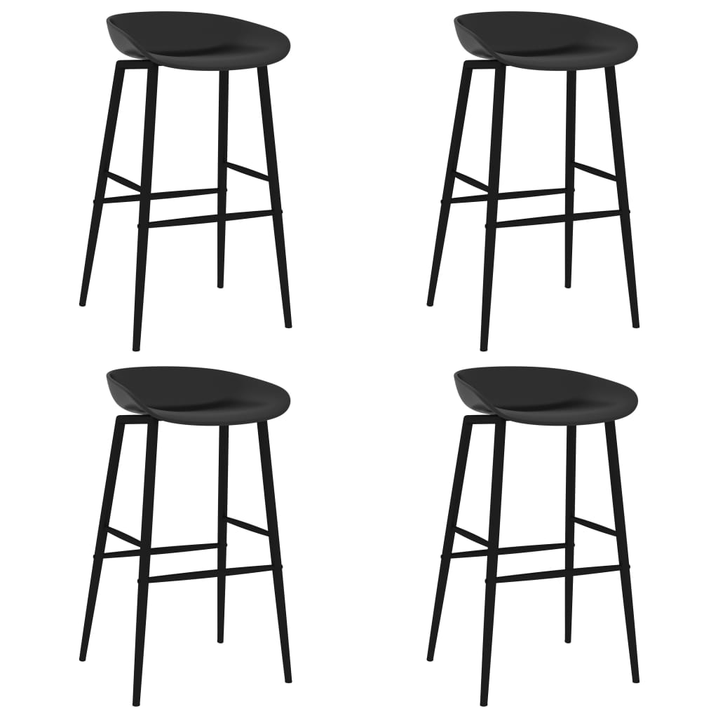 Sleek Black Bar Chairs Set of 4 - Modern Elegance for Any Space