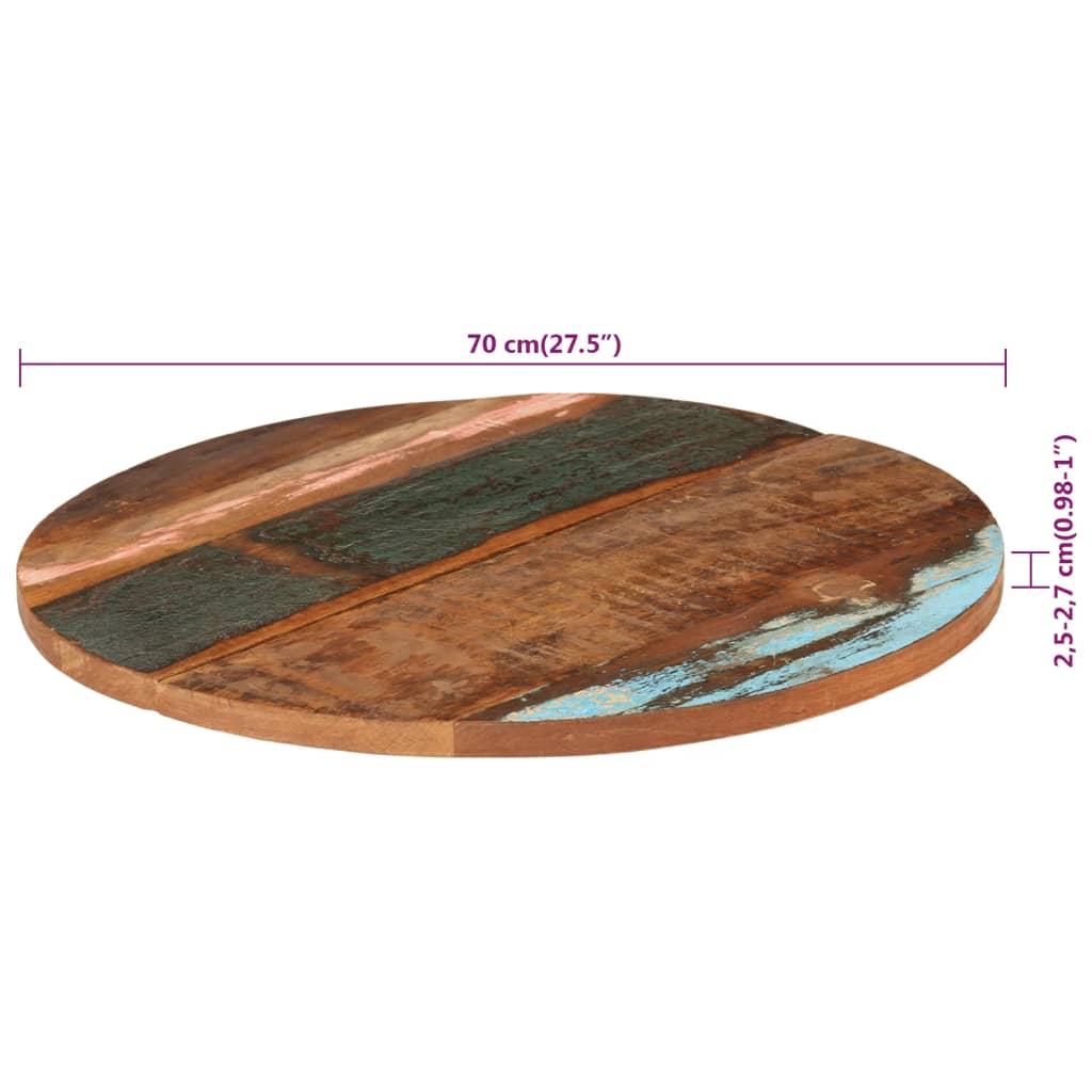 Reclaimed Wood Round Table Top 70cm, Solid 25-27mm厚