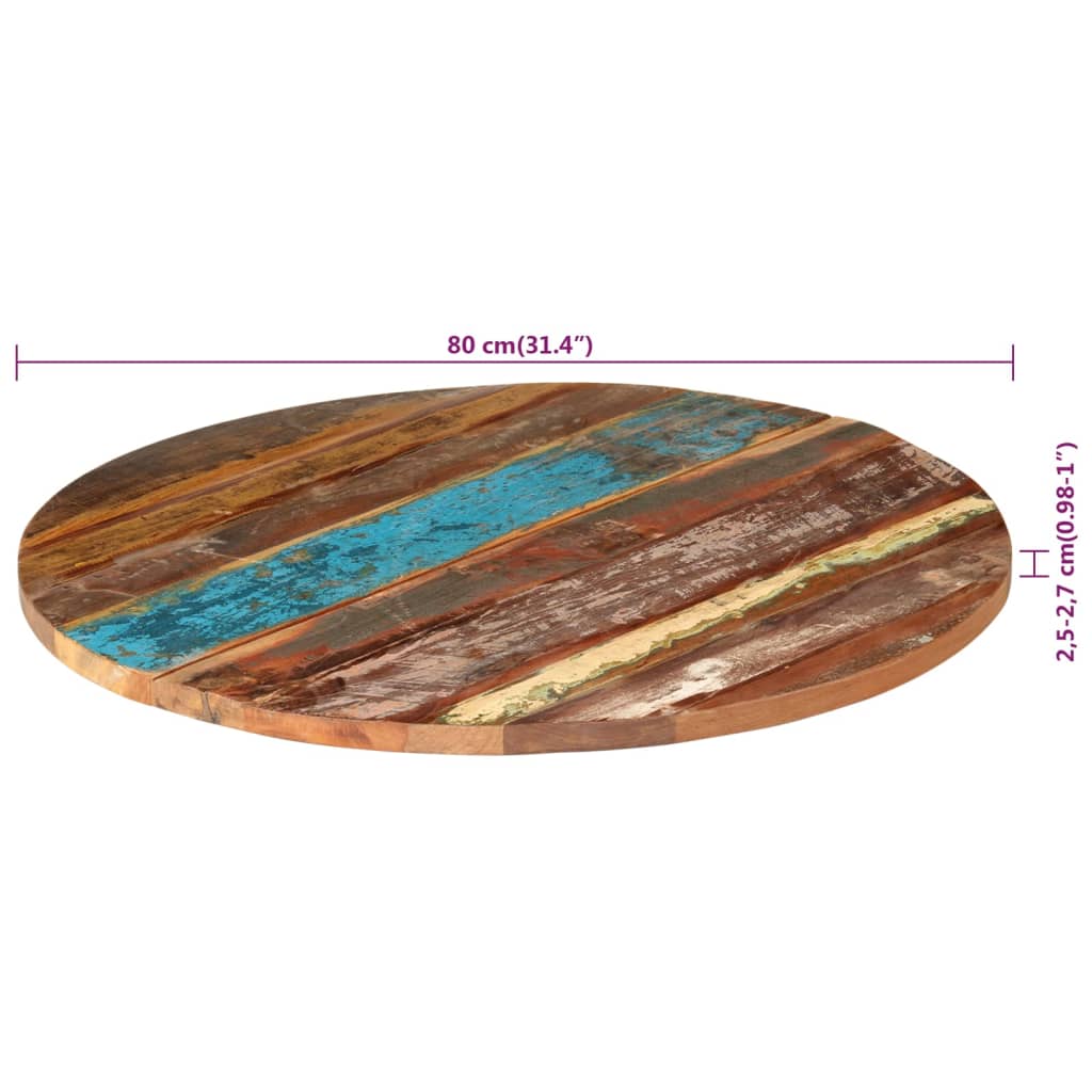 Eco-Friendly 80cm Round Table Top | Solid Reclaimed Wood