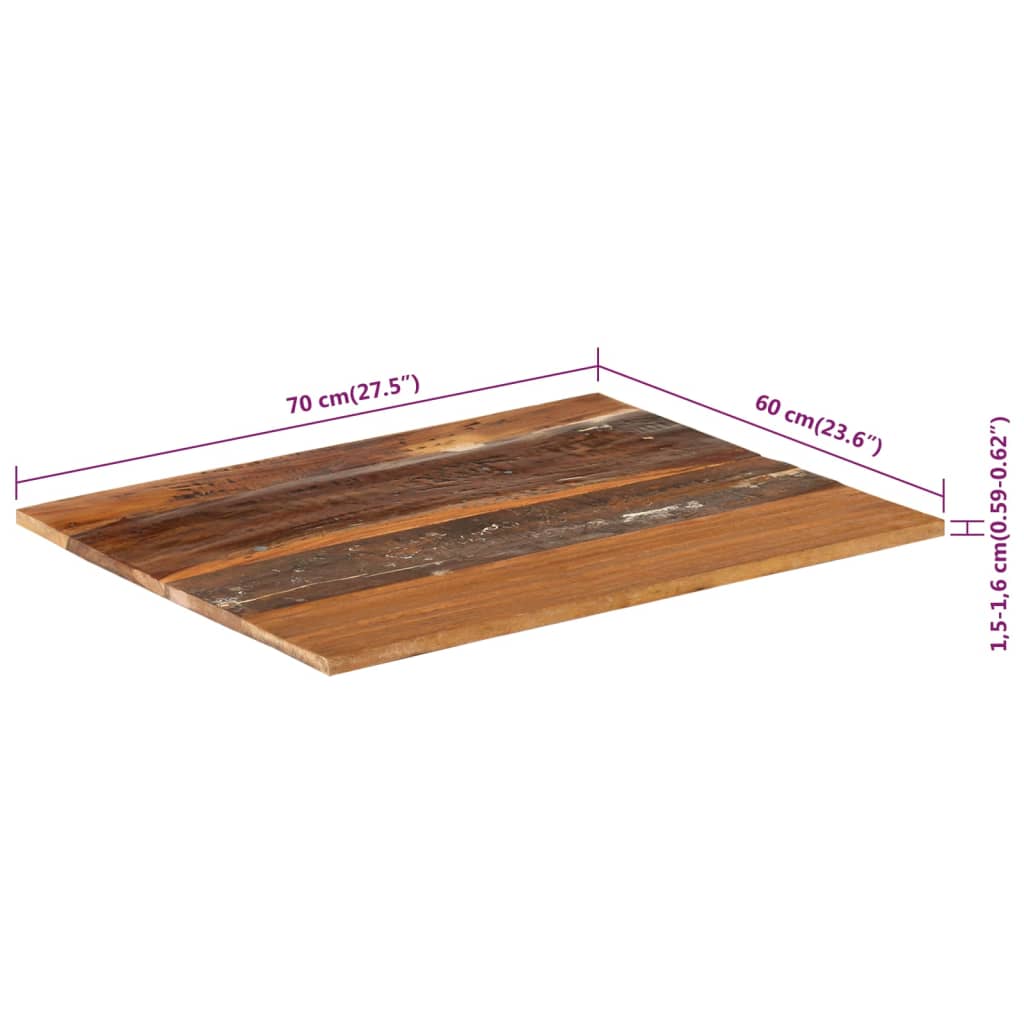 Eco-Friendly Solid Reclaimed Wood Table Top 60x70 cm