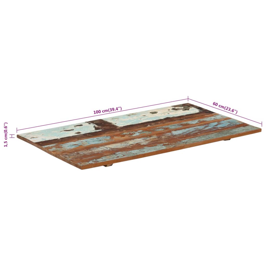 Solid Reclaimed Wood Rectangular Table Top 60x100 cm