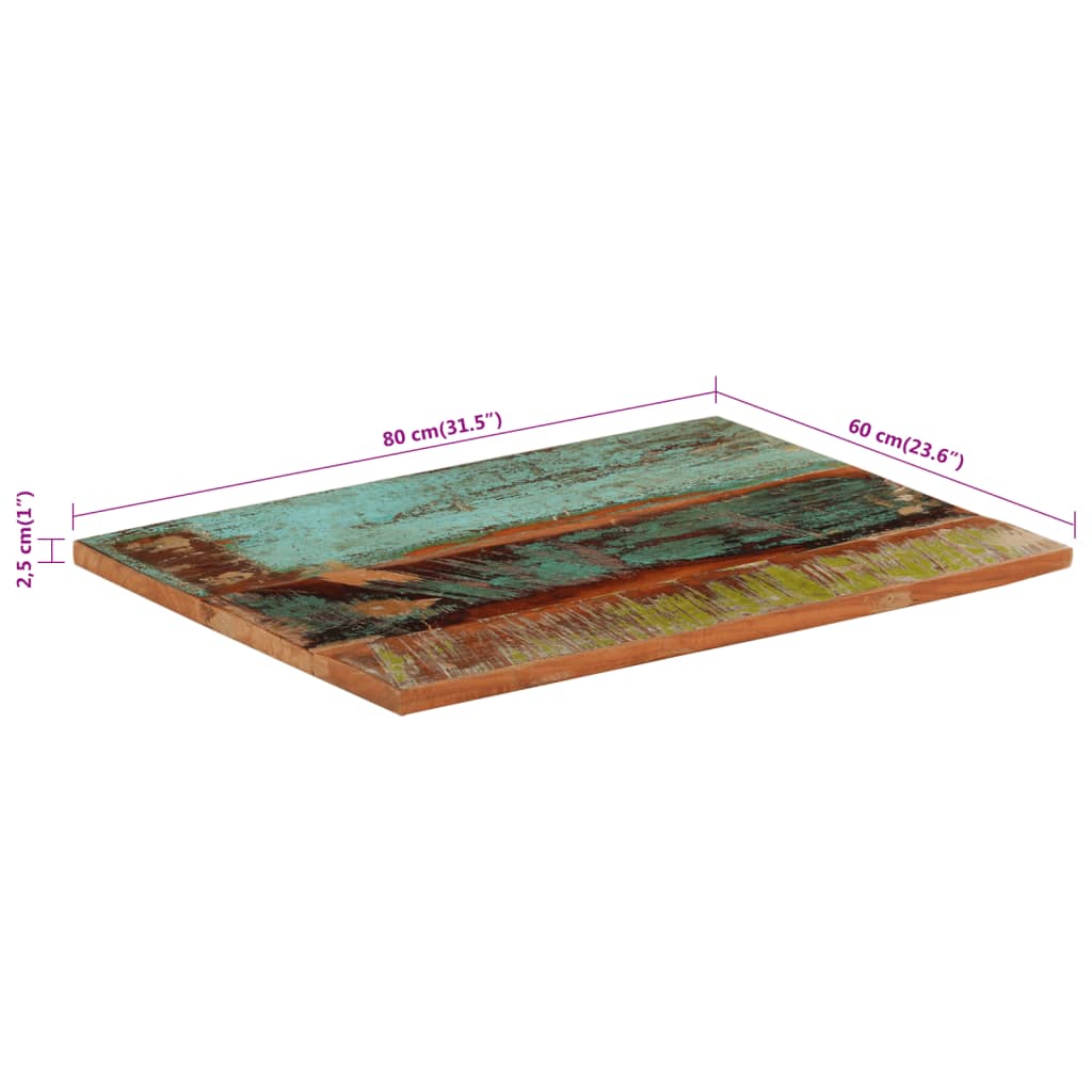 Solid Reclaimed Wood Rectangular Table Top 60x80 cm