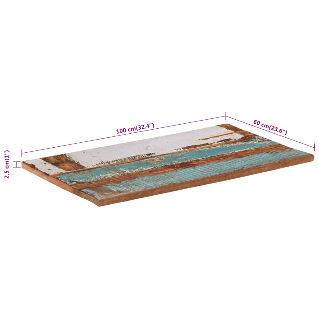 Rustic Reclaimed Wood Rectangular Table Top 60x100 cm, 25-27 mm Thick