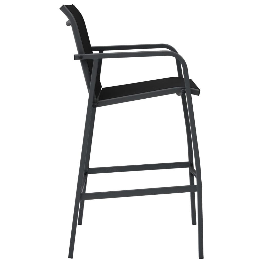 Sleek Black Textilene Garden Bar Chairs, Set of 2 – Stylish & Durable