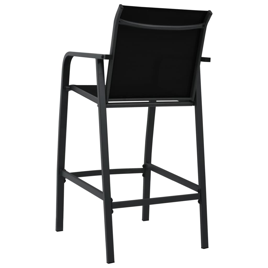 Sleek Black Textilene Garden Bar Chairs, Set of 2 – Stylish & Durable