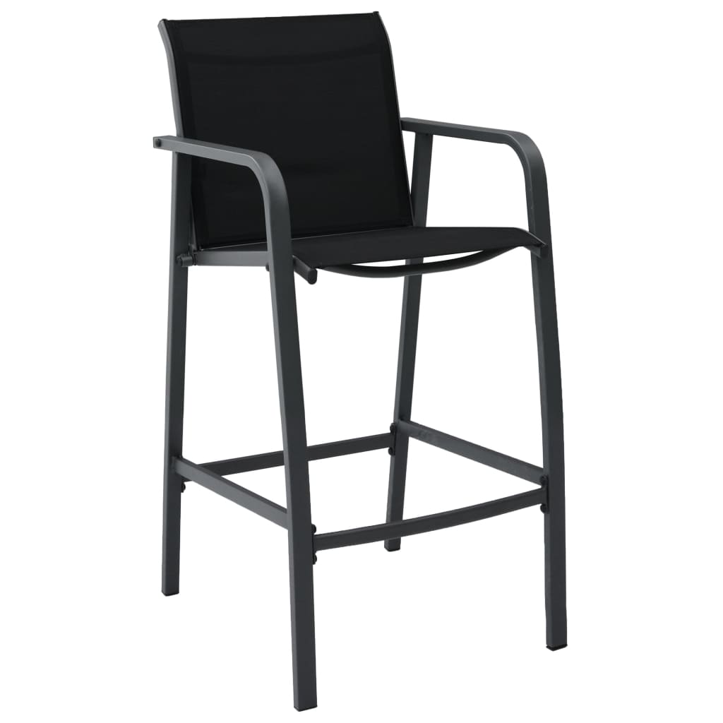 Sleek Black Textilene Garden Bar Chairs - Set of 4