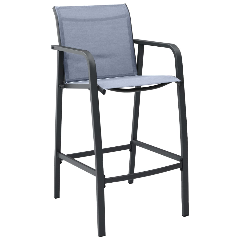 4 Grey Textilene Garden Bar Chairs - Stylish & Durable Seating