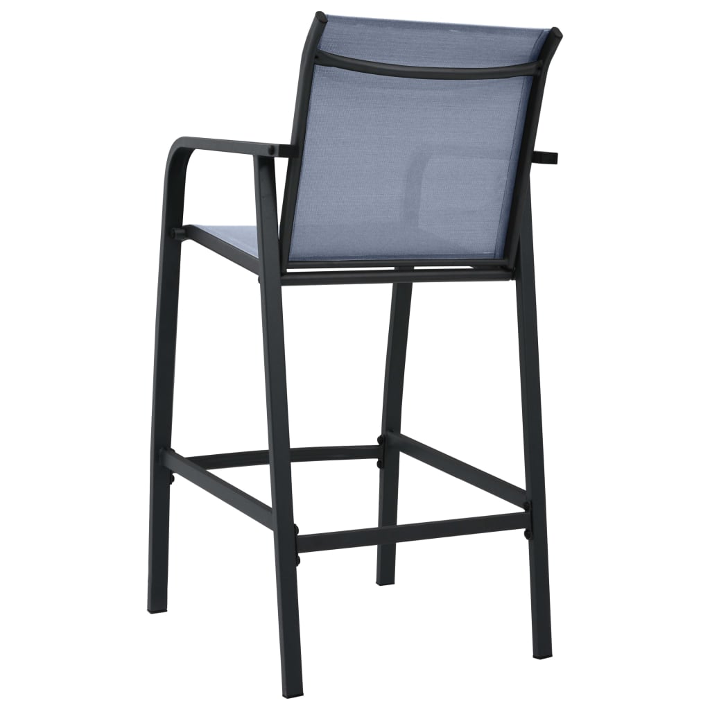4 Grey Textilene Garden Bar Chairs - Stylish & Durable Seating