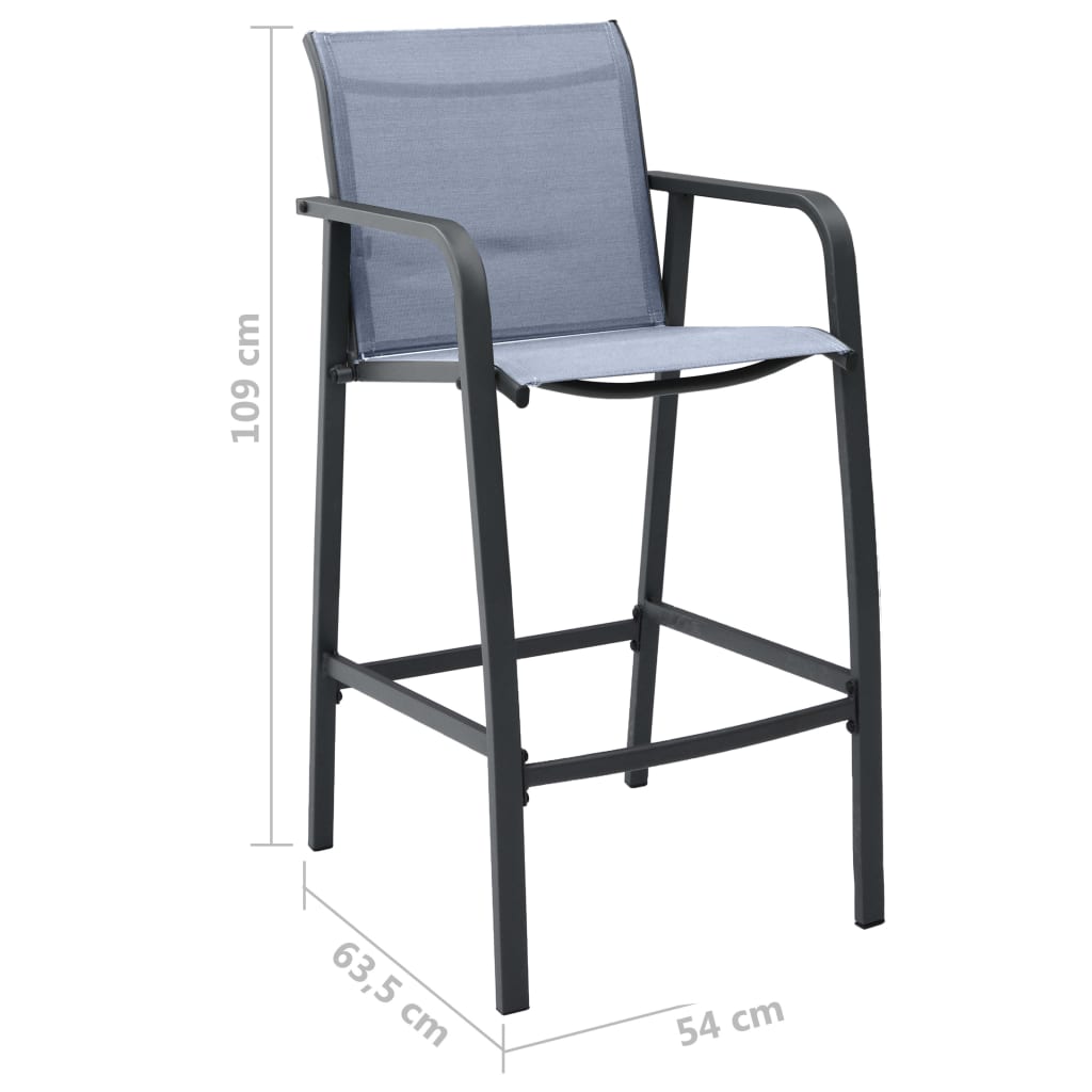 4 Grey Textilene Garden Bar Chairs - Stylish & Durable Seating