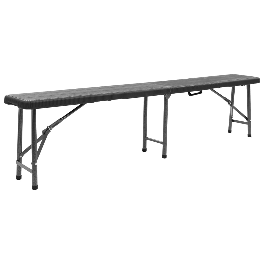 Black HDPE Folding Garden Benches Set - 2 pcs, 180 cm