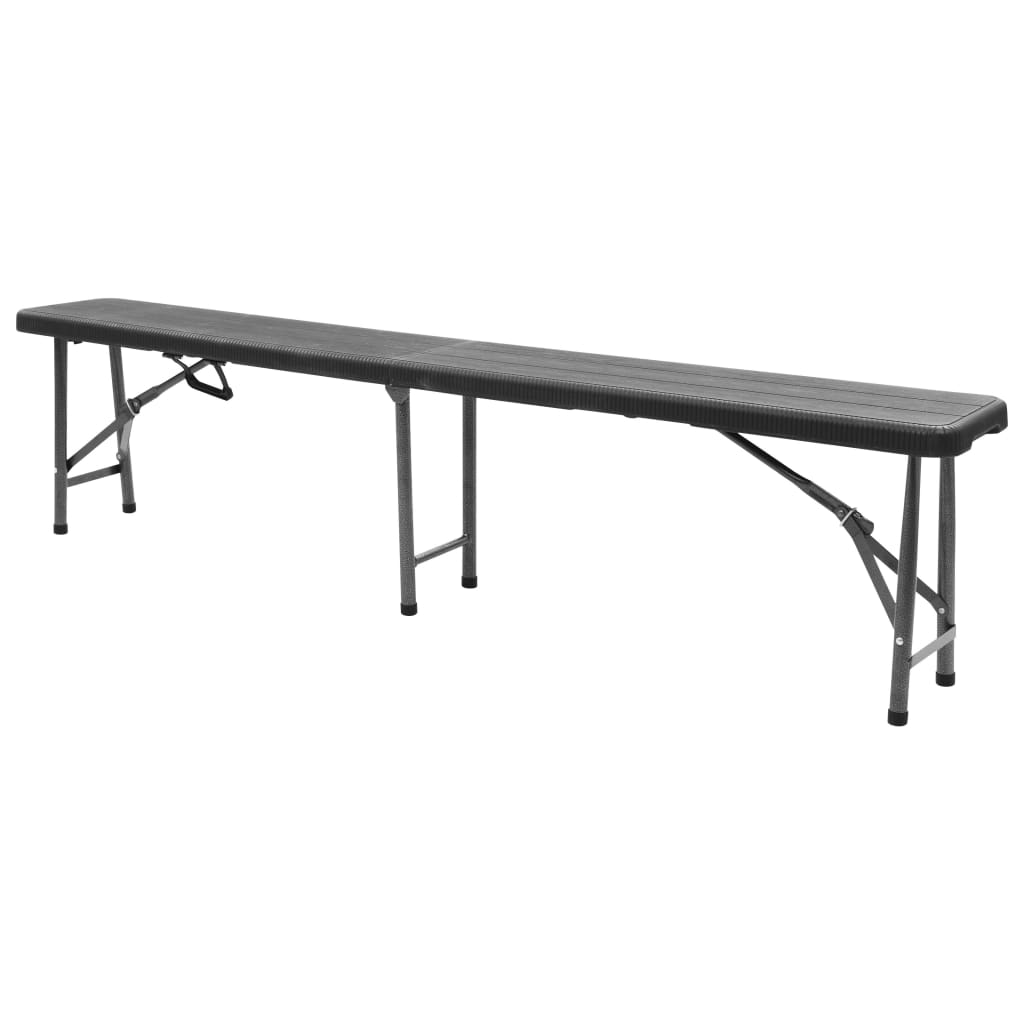 Black HDPE Folding Garden Benches Set - 2 pcs, 180 cm