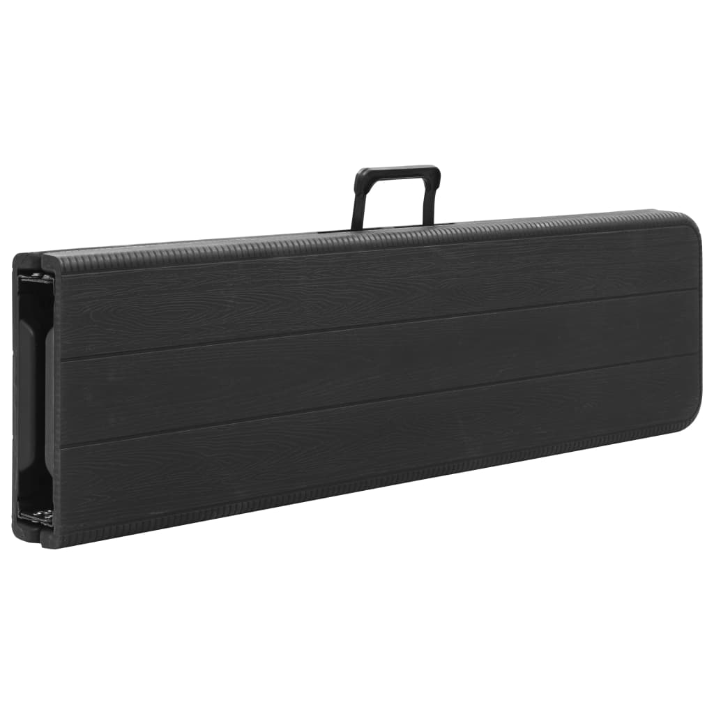 Black HDPE Folding Garden Benches Set - 2 pcs, 180 cm