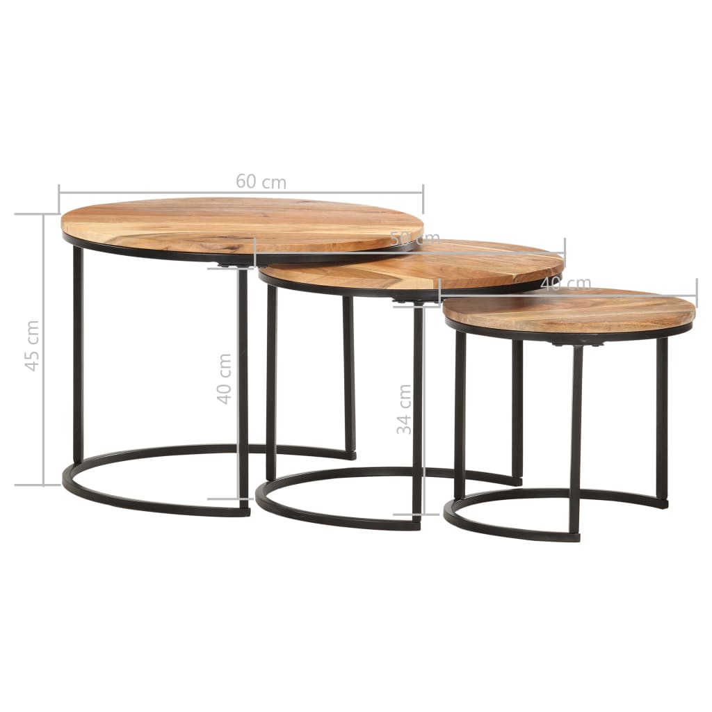 Nesting Tables 3 pcs Solid Acacia Wood