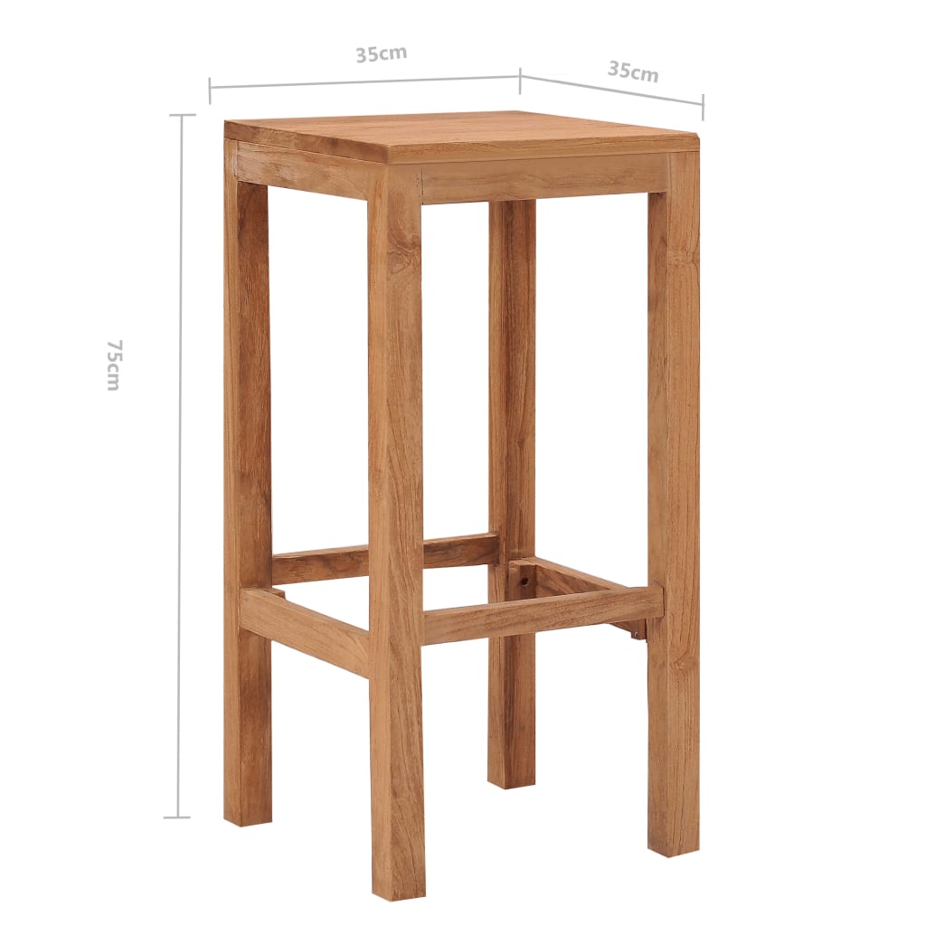 4-Piece Bar Stools Set in Solid Teak Wood - Stylish & Durable