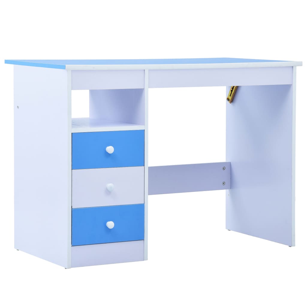 Tiltable Children's Drawing Desk - Blue & White Study Table