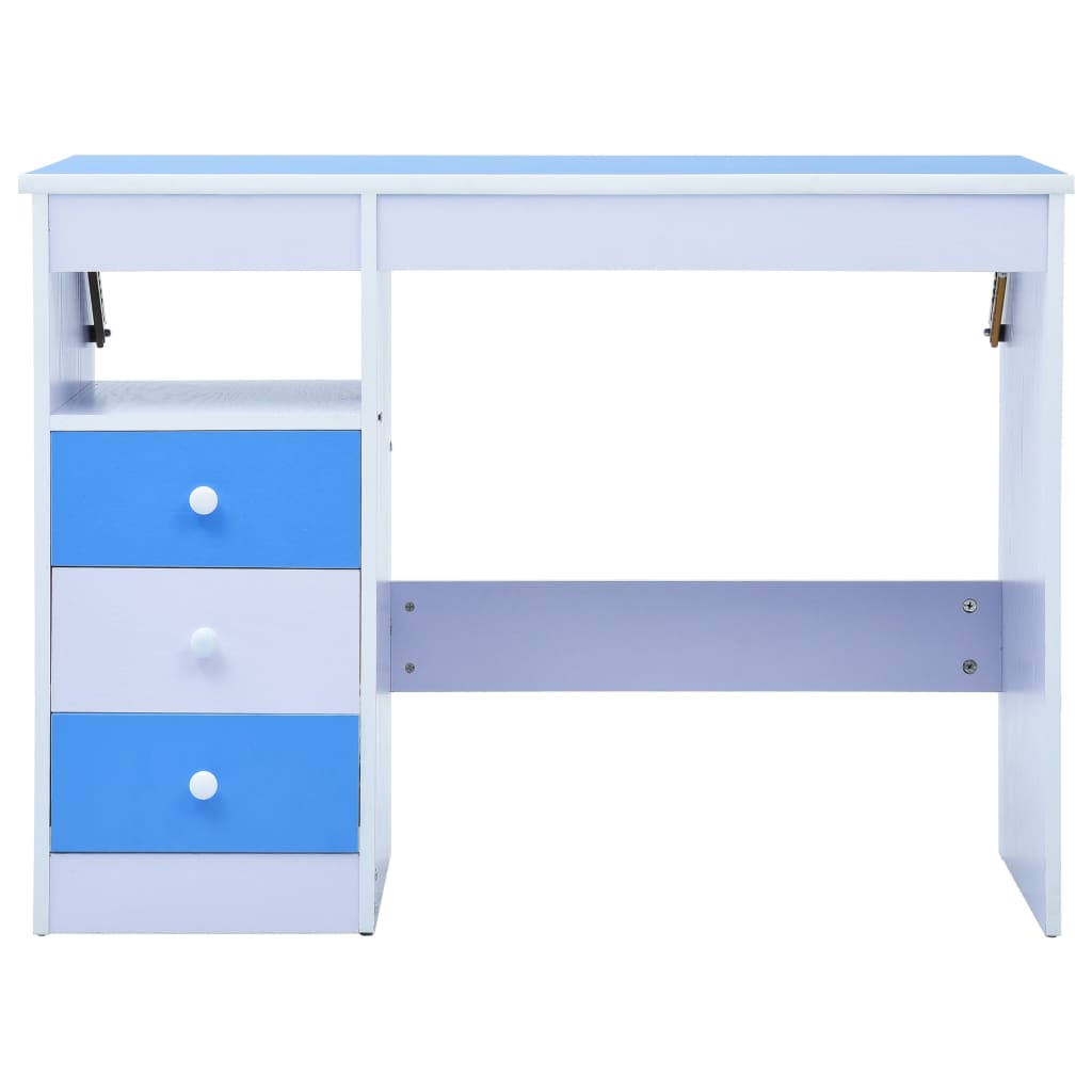 Tiltable Children's Drawing Desk - Blue & White Study Table