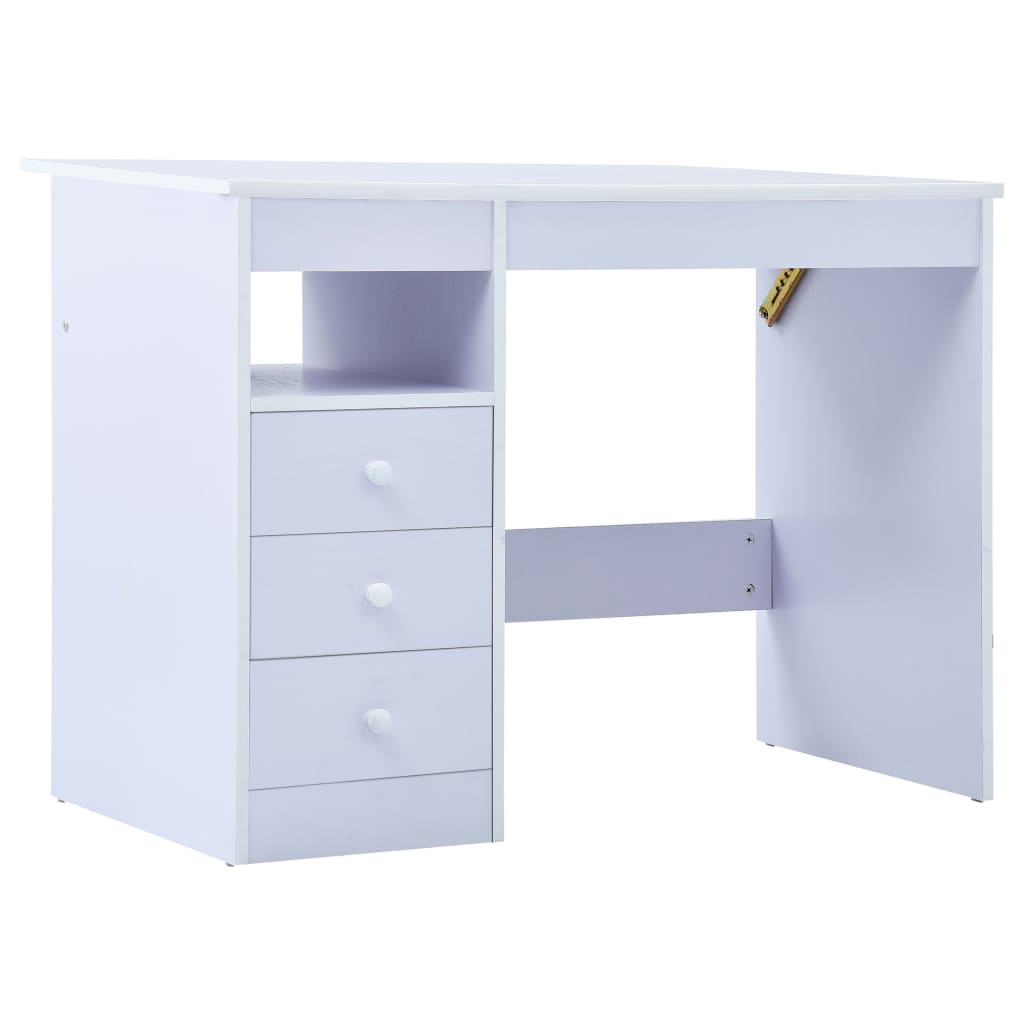 Tiltable Children's Drawing Desk - White Wood Study Table