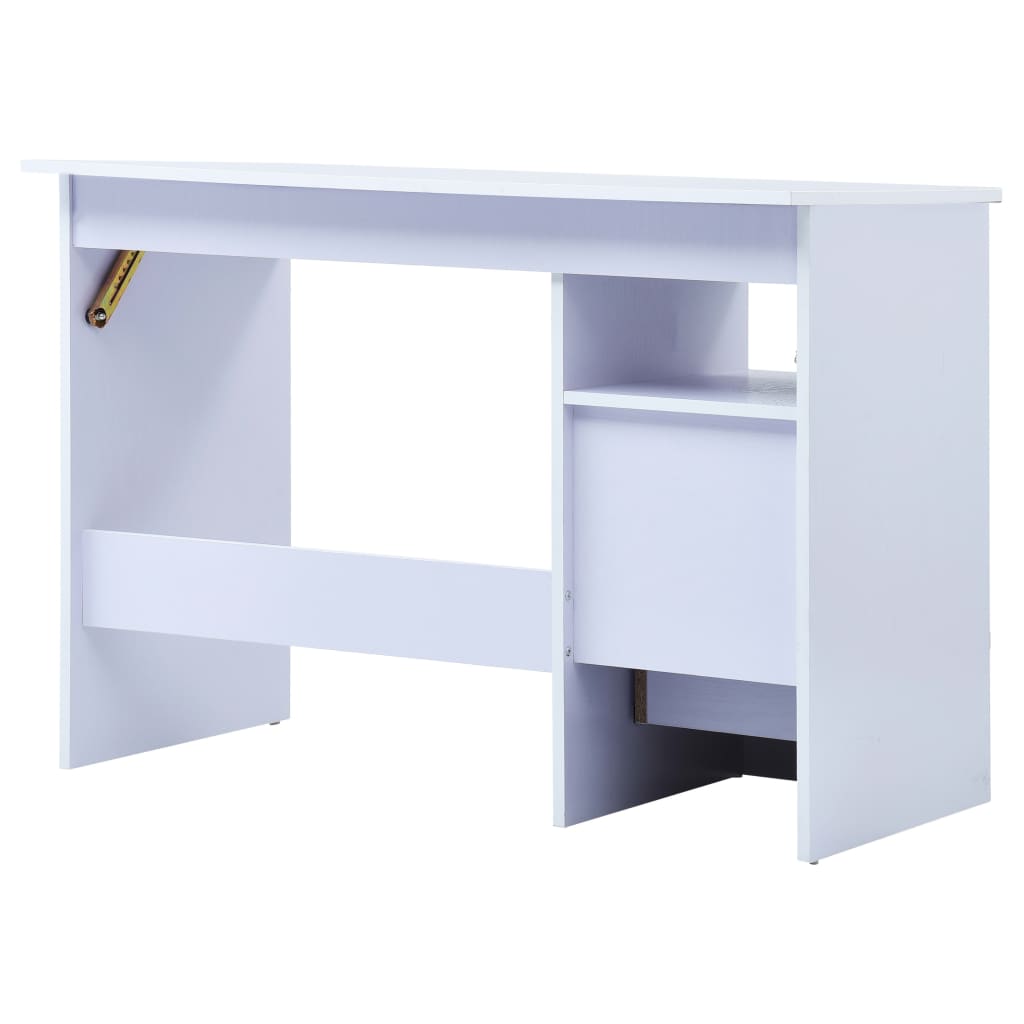 Tiltable Children's Drawing Desk - White Wood Study Table