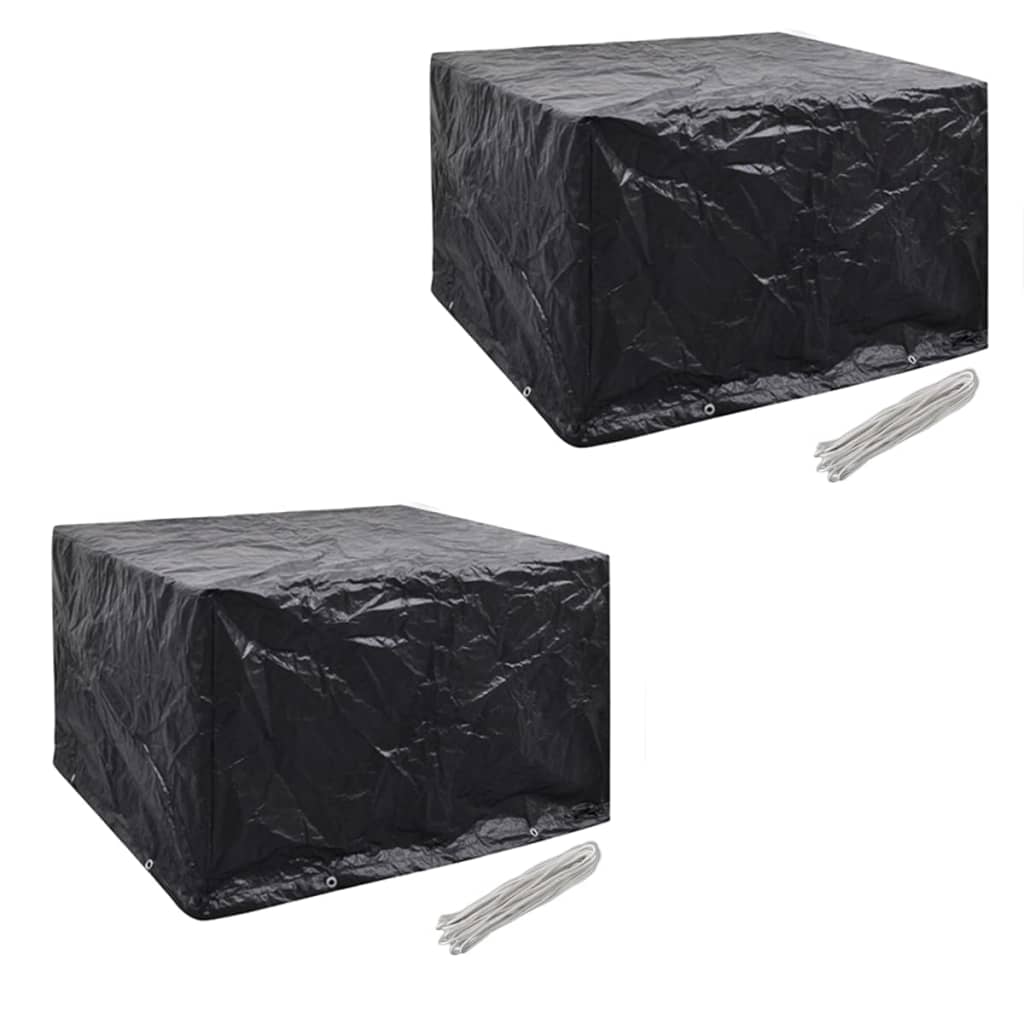 Durable Black Poly Rattan Garden Furniture Covers, 2pcs Set, 113cm