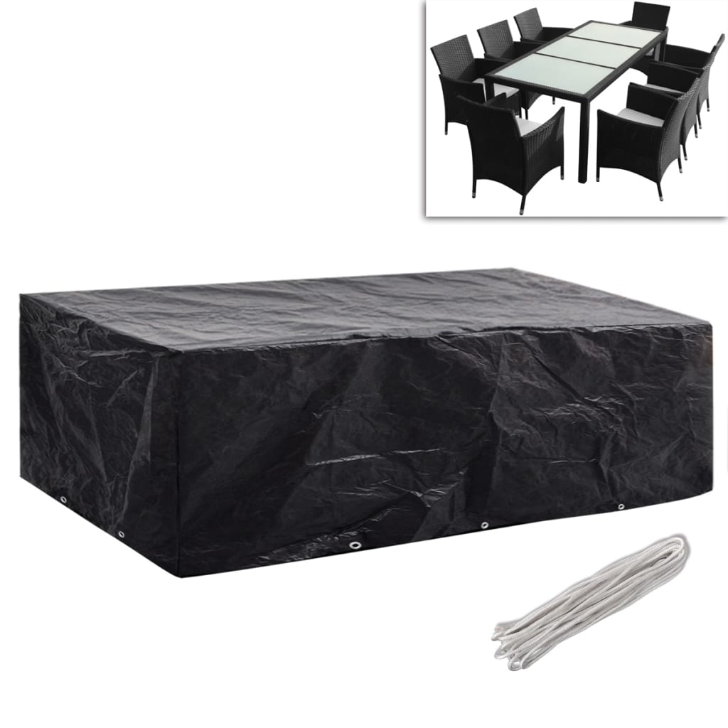 Durable Poly Rattan Garden Furniture Covers, 2pcs, 300x140cm, 8-Person