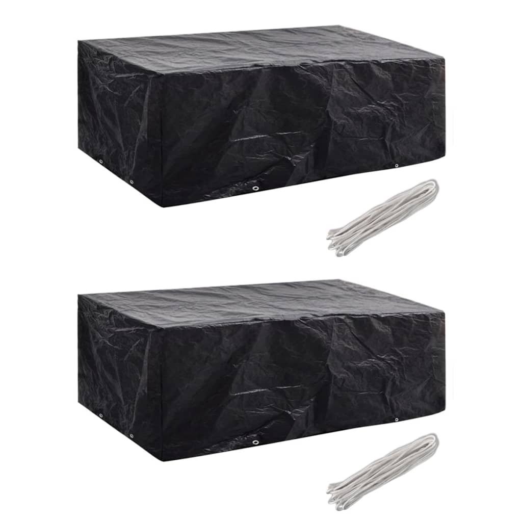 Durable Black Garden Furniture Covers Set, 8 Eyelets, 200x160x70 cm