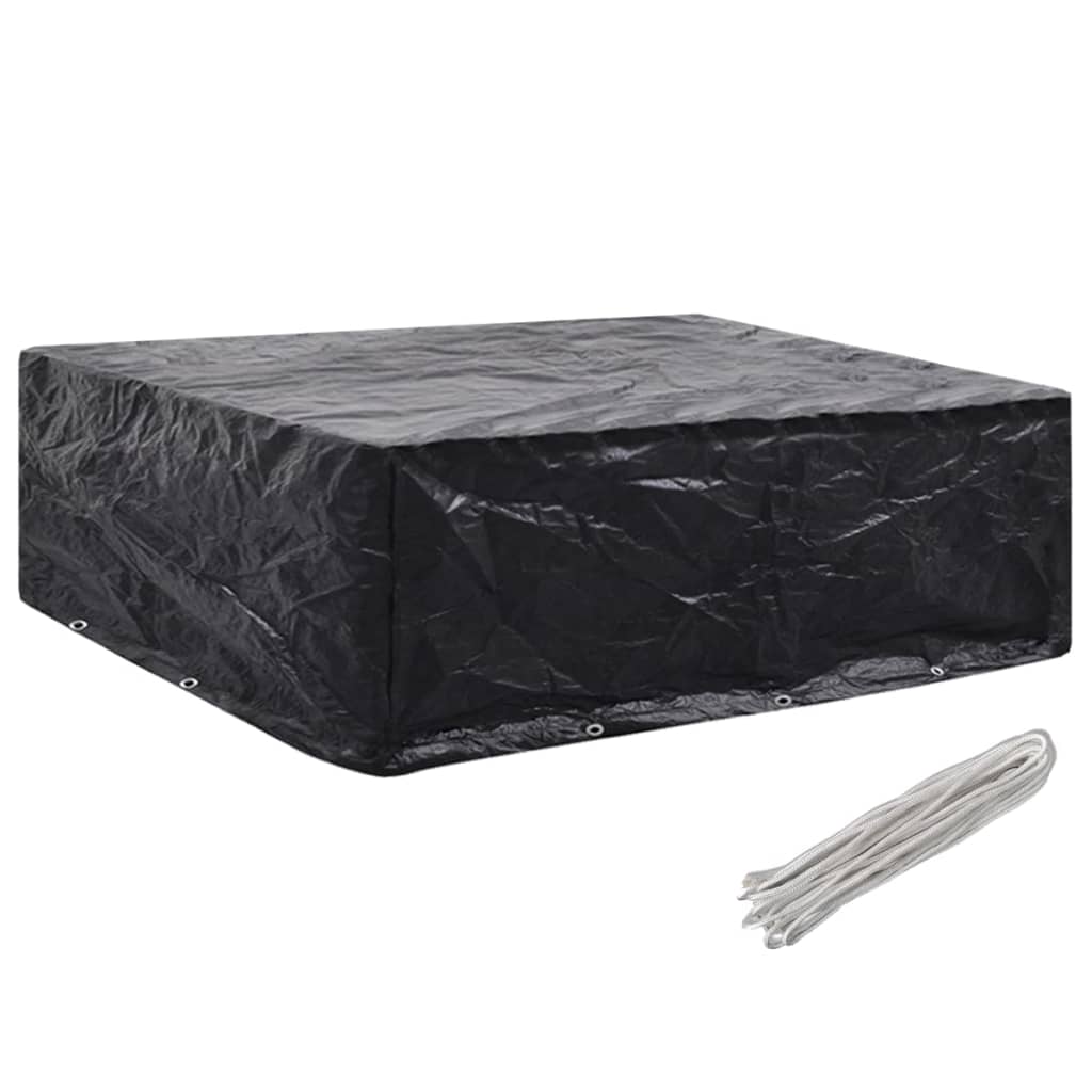 Waterproof Grey Garden Furniture Covers 2pcs, 8 Eyelets, 250x210x90 cm