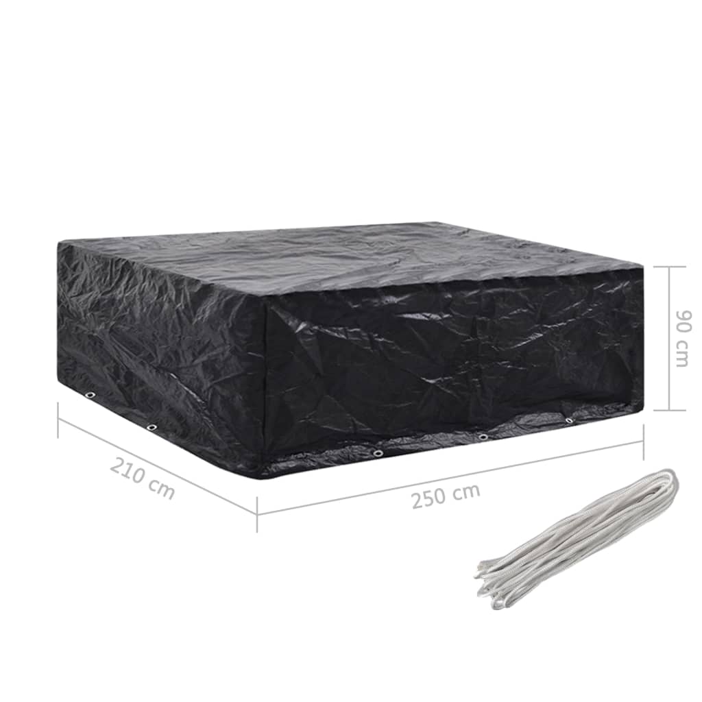 Waterproof Grey Garden Furniture Covers 2pcs, 8 Eyelets, 250x210x90 cm