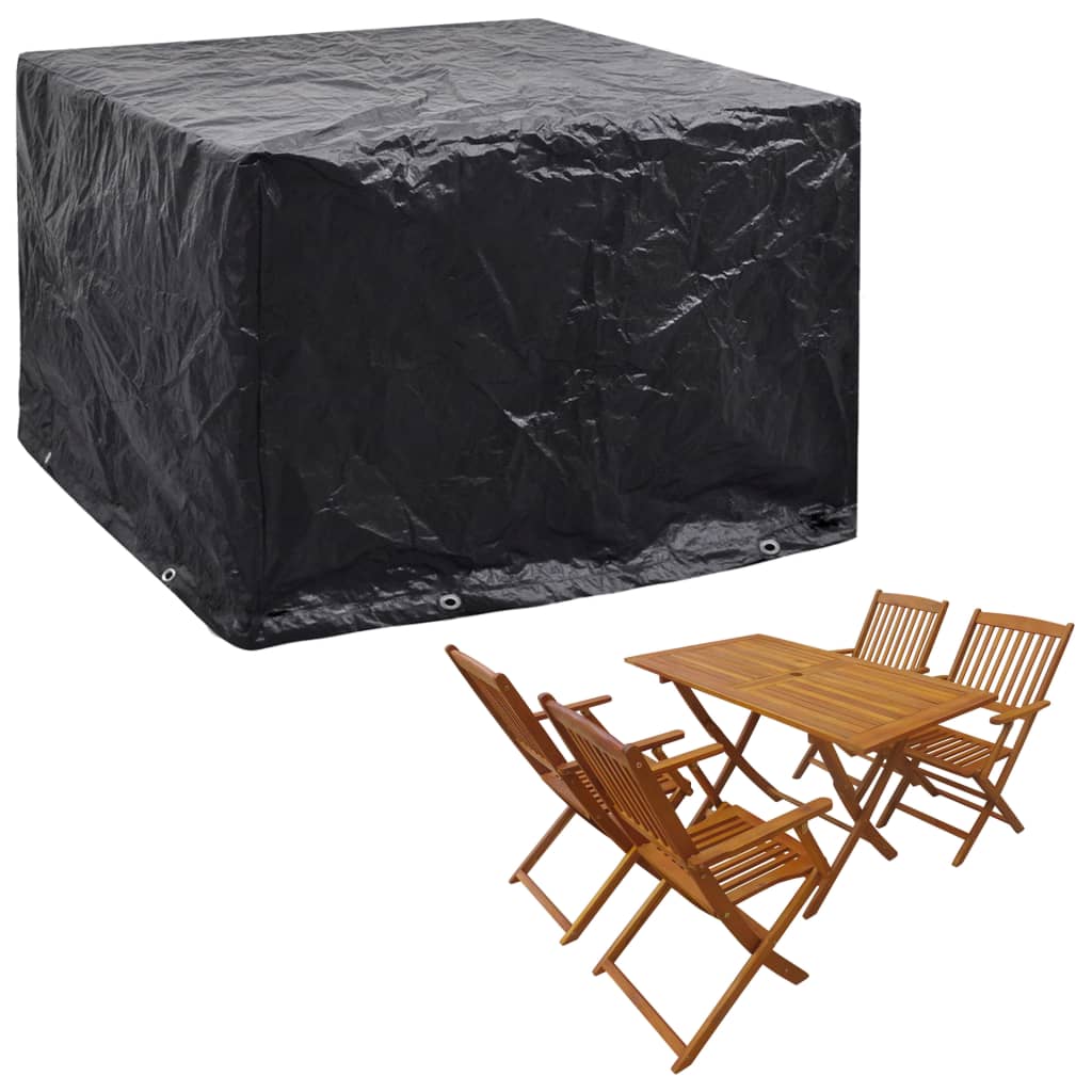 Durable Black Garden Furniture Covers, 2 Pcs, 8 Eyelets, 122x112x98 cm