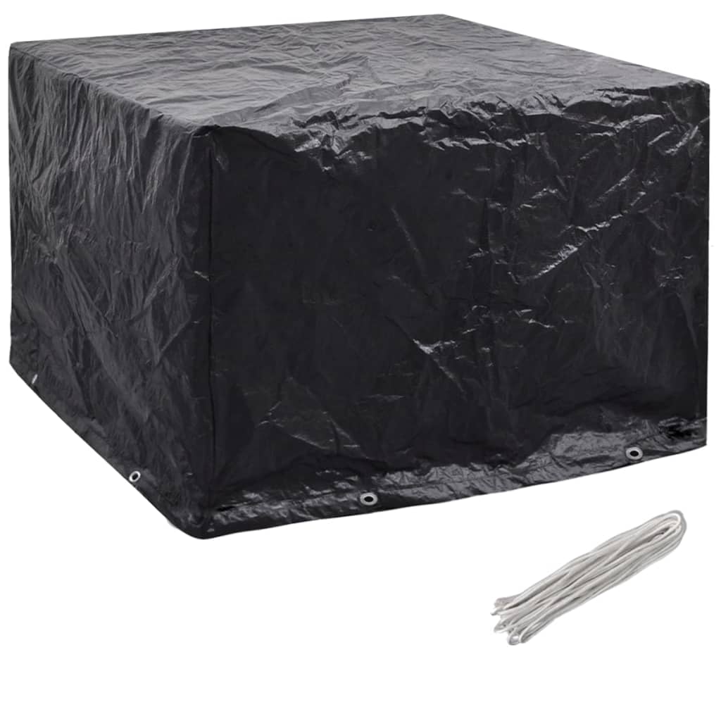 Durable Black Garden Furniture Covers, 2 Pcs, 8 Eyelets, 122x112x98 cm