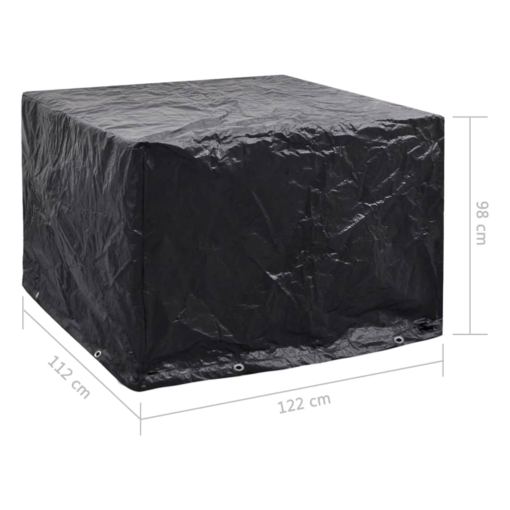 Durable Black Garden Furniture Covers, 2 Pcs, 8 Eyelets, 122x112x98 cm