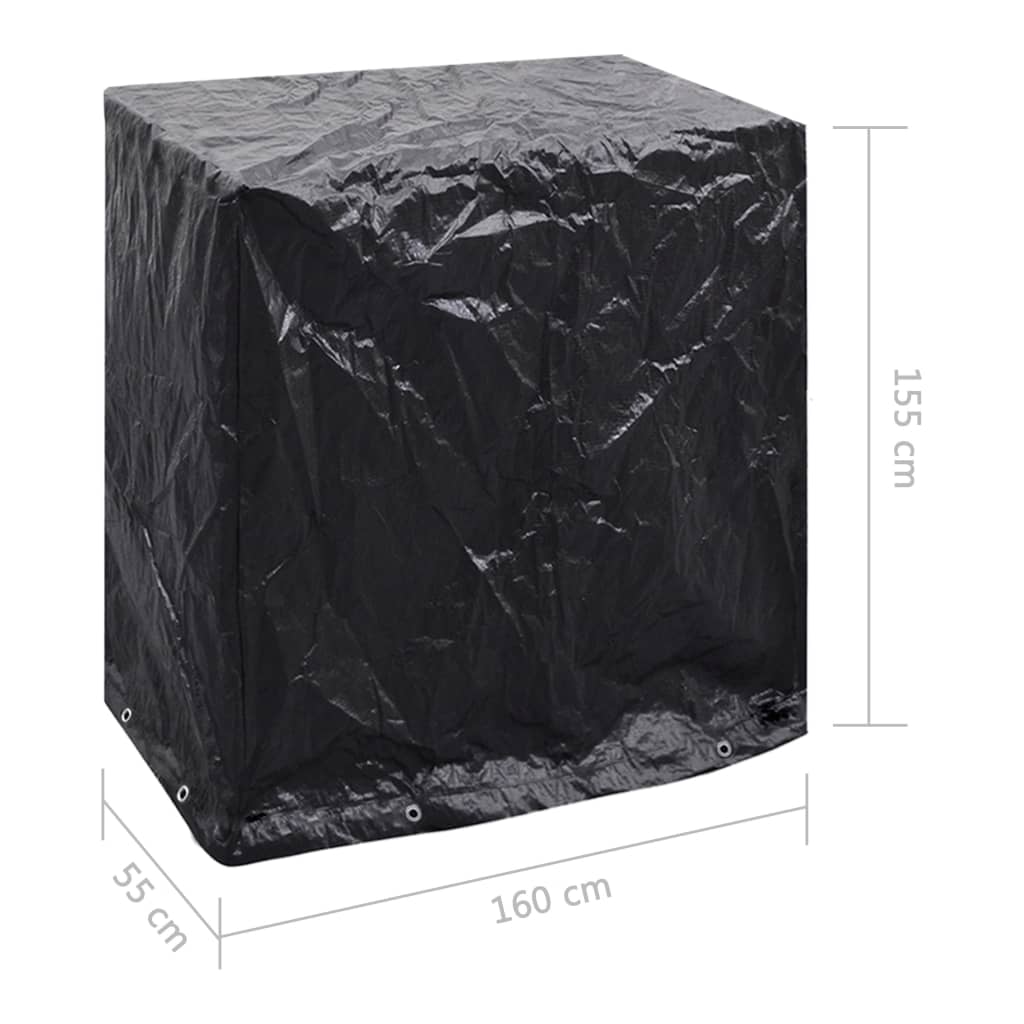 Waterproof Garden Furniture Covers, 2pcs, 160x55x182cm, Black