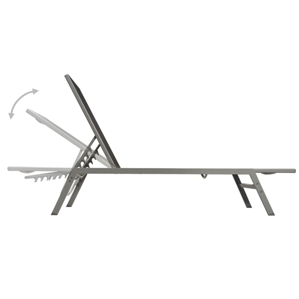 2-Piece Black Steel Sun Loungers & Table Set - Textilene Fabric