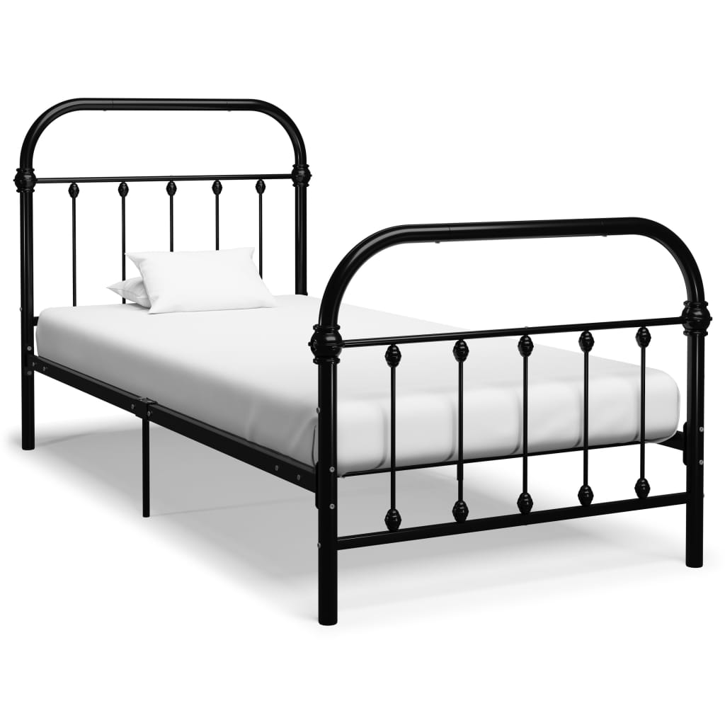 Black Metal Bed Frame 90x200 cm - vidaXL 284498 (No Mattress)