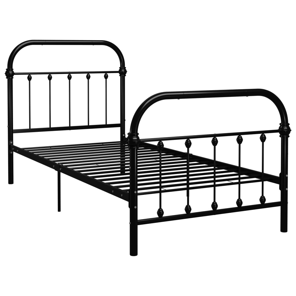 Black Metal Bed Frame 90x200 cm - vidaXL 284498 (No Mattress)