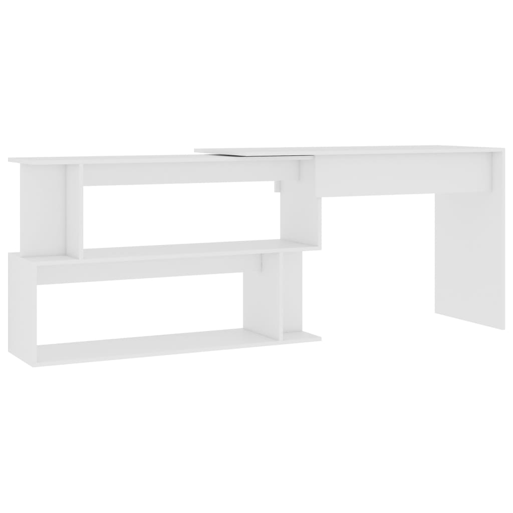Sleek White Engineered Wood Corner Desk 200x50x76 cm