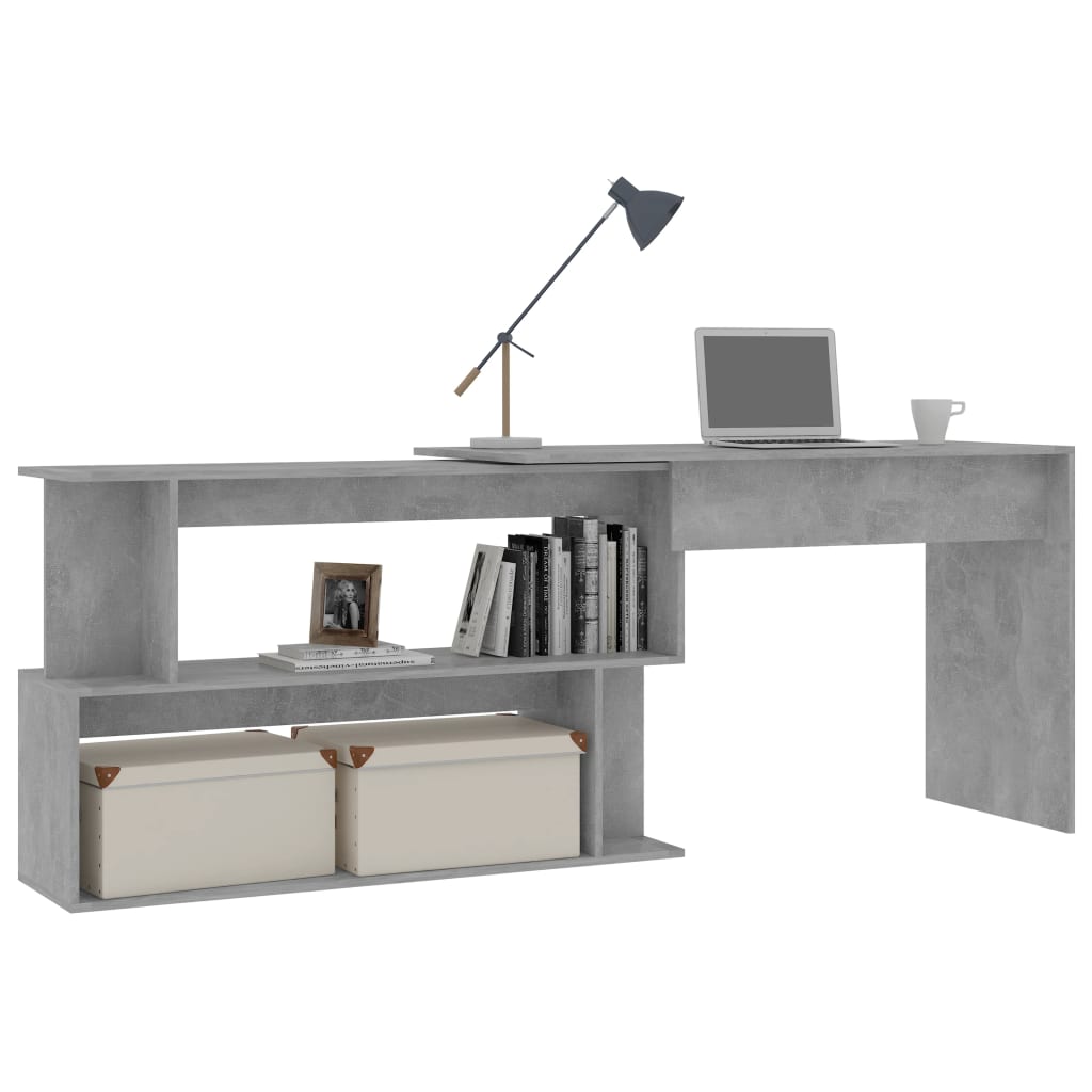 Concrete Grey Engineered Wood Corner Desk 200x50x76 cm