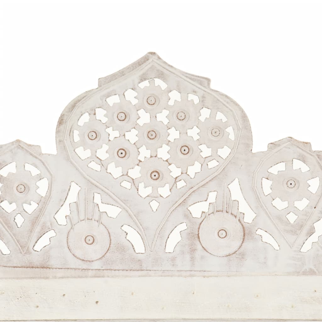Hand-Carved White Mango Wood 4-Panel Room Divider 160x165 cm