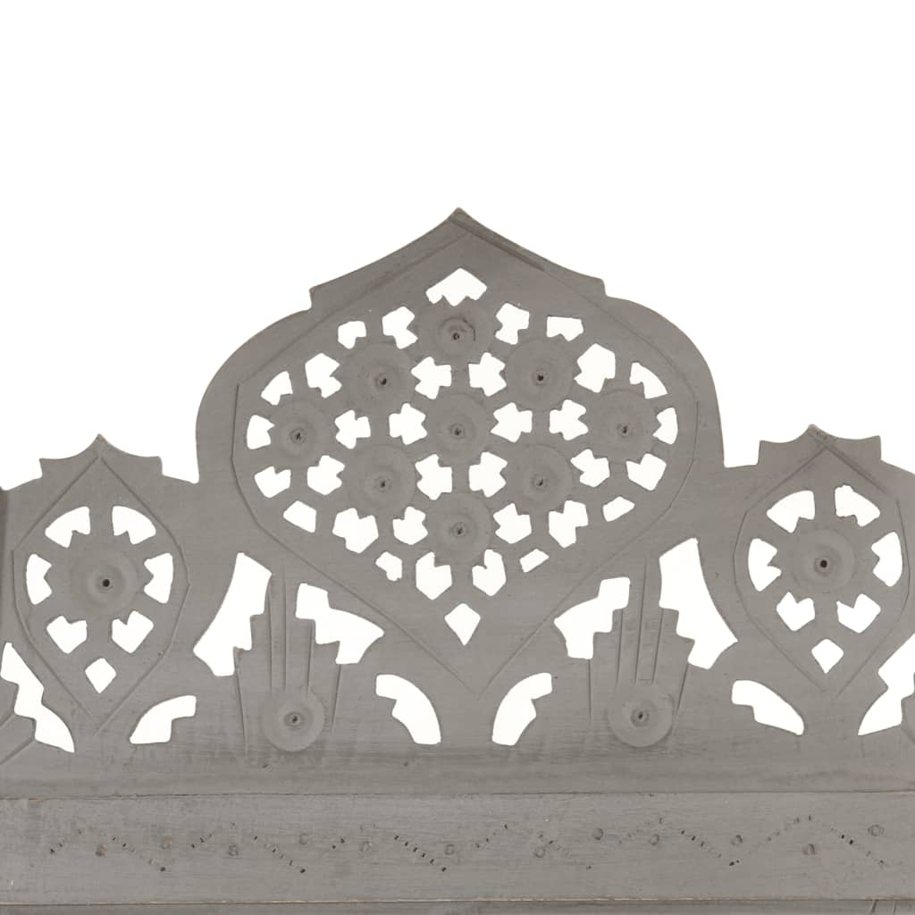 Hand-Carved Grey Solid Mango Wood 3-Panel Room Divider (120x165cm)