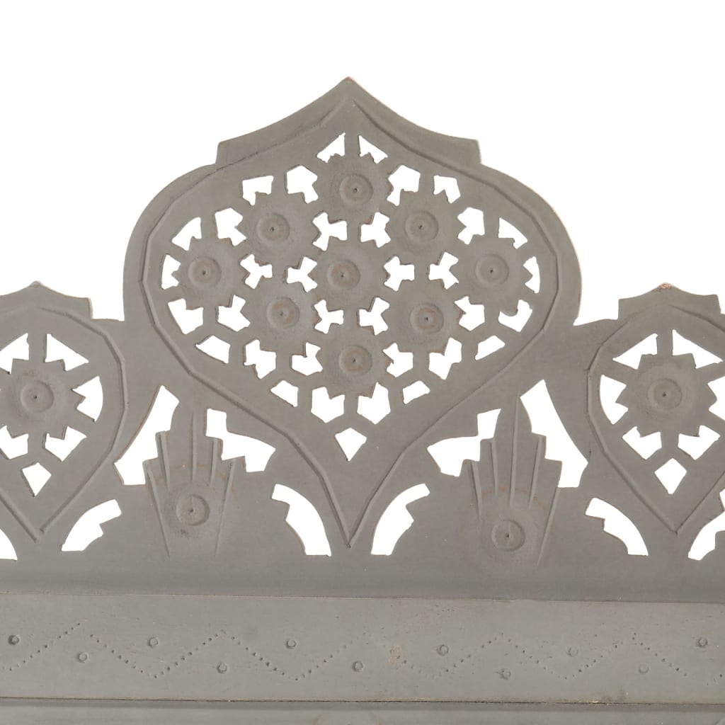Grey Solid Mango Wood 4-Panel Room Divider - Hand Carved 160x165 cm